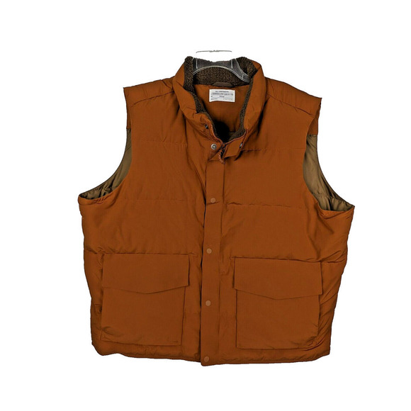 REI Cooperative Mens XXL Rust Orange Wallace Lake Down Vest Fleece Collar Puffer - Picture 1 of 8